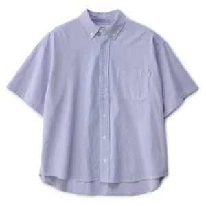 S/DOUBLE CLASSIC OXFORD S/S SHIRT - NAVY STRIPE