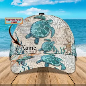 Sea Turtle 3 - Personalized Name Cap - Loop - Vhv-cap-078