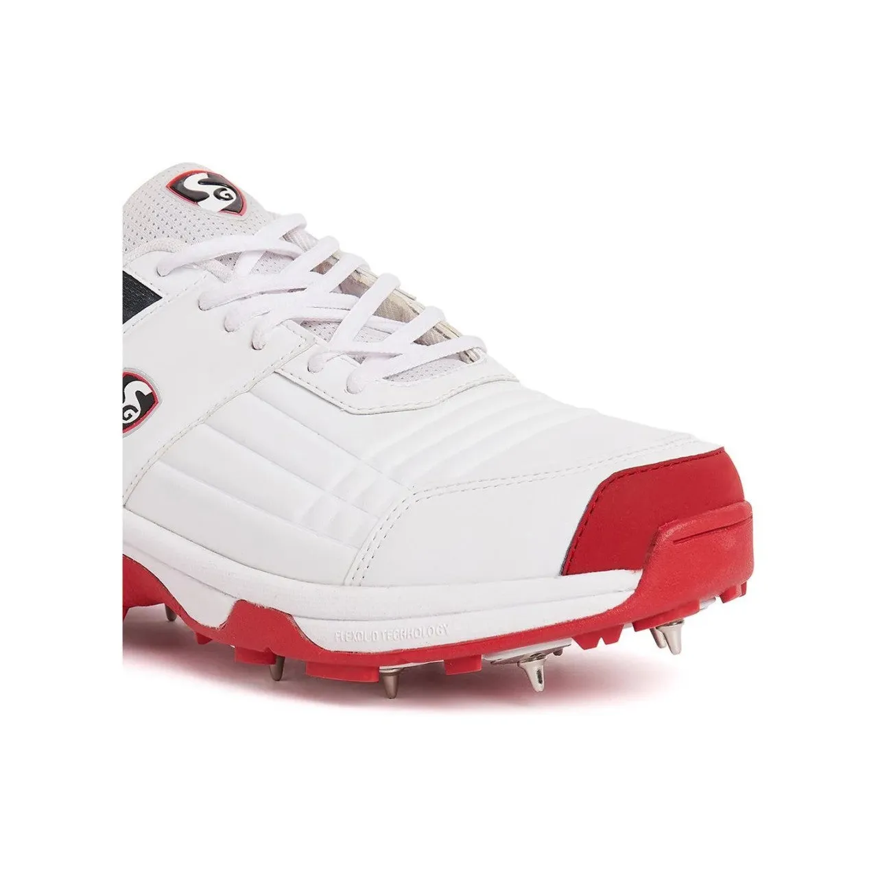 SG Savage Spikes Cricket Shoes Colour White Red Gray Size