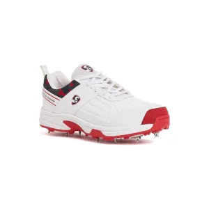 SG Savage Spikes Cricket Shoes Colour White Red Gray Size