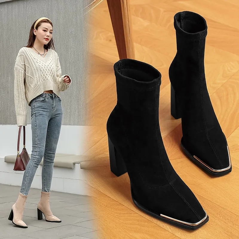 Sheep Suede Winter Warm Short Fur Women Ankle Booties