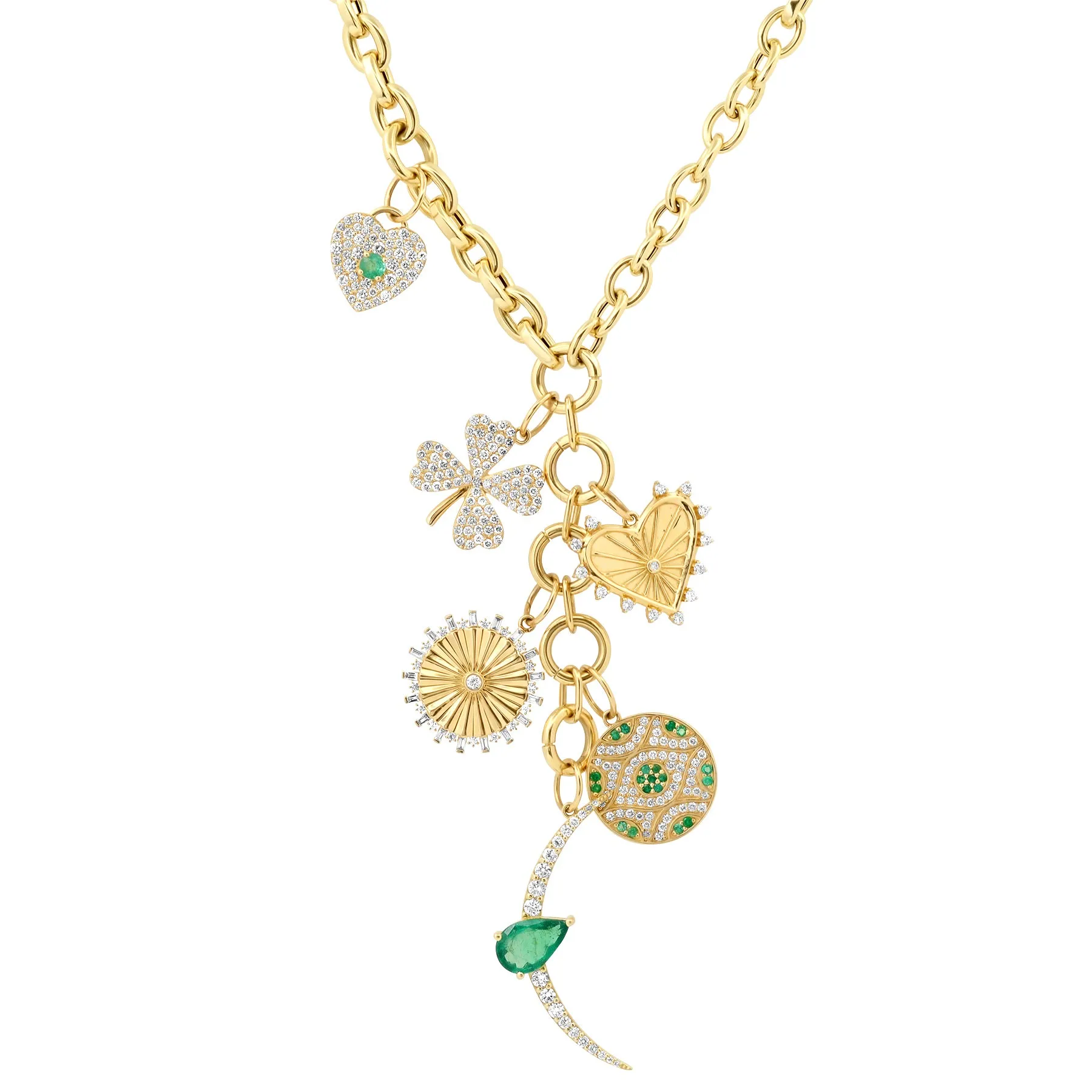 SHIP ANCHOR LINK CHAIN W/6 ENHANCERS, 14kt GOLD