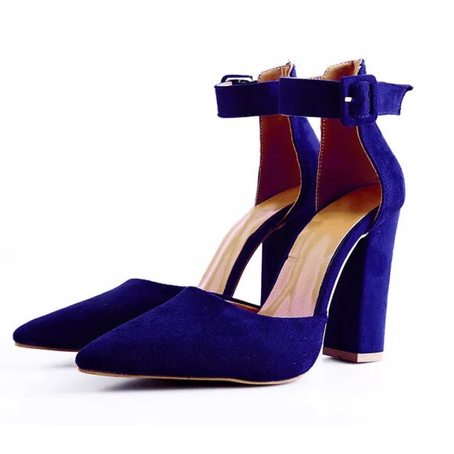 Shoes women female Zapatos Mujer high heels ladies pointed toe pumps women party ankle strap black yellow wedding shoes