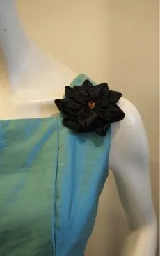 Silk Stunner Vintage Formal Blouse In Aqua Blue