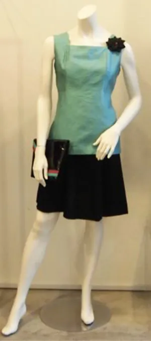 Silk Stunner Vintage Formal Blouse In Aqua Blue