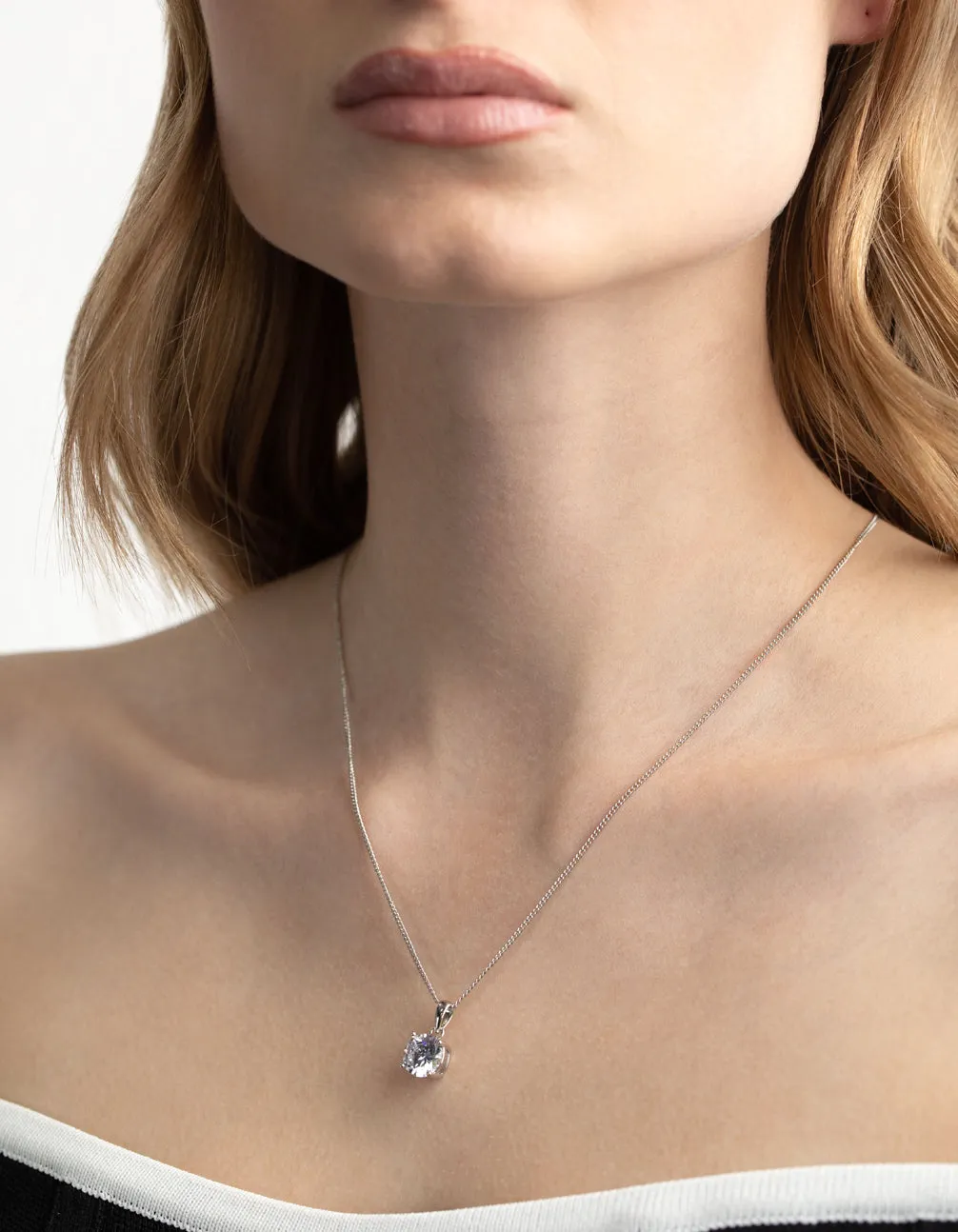 Silver Diamond Simulant Cubic Zirconia Necklace