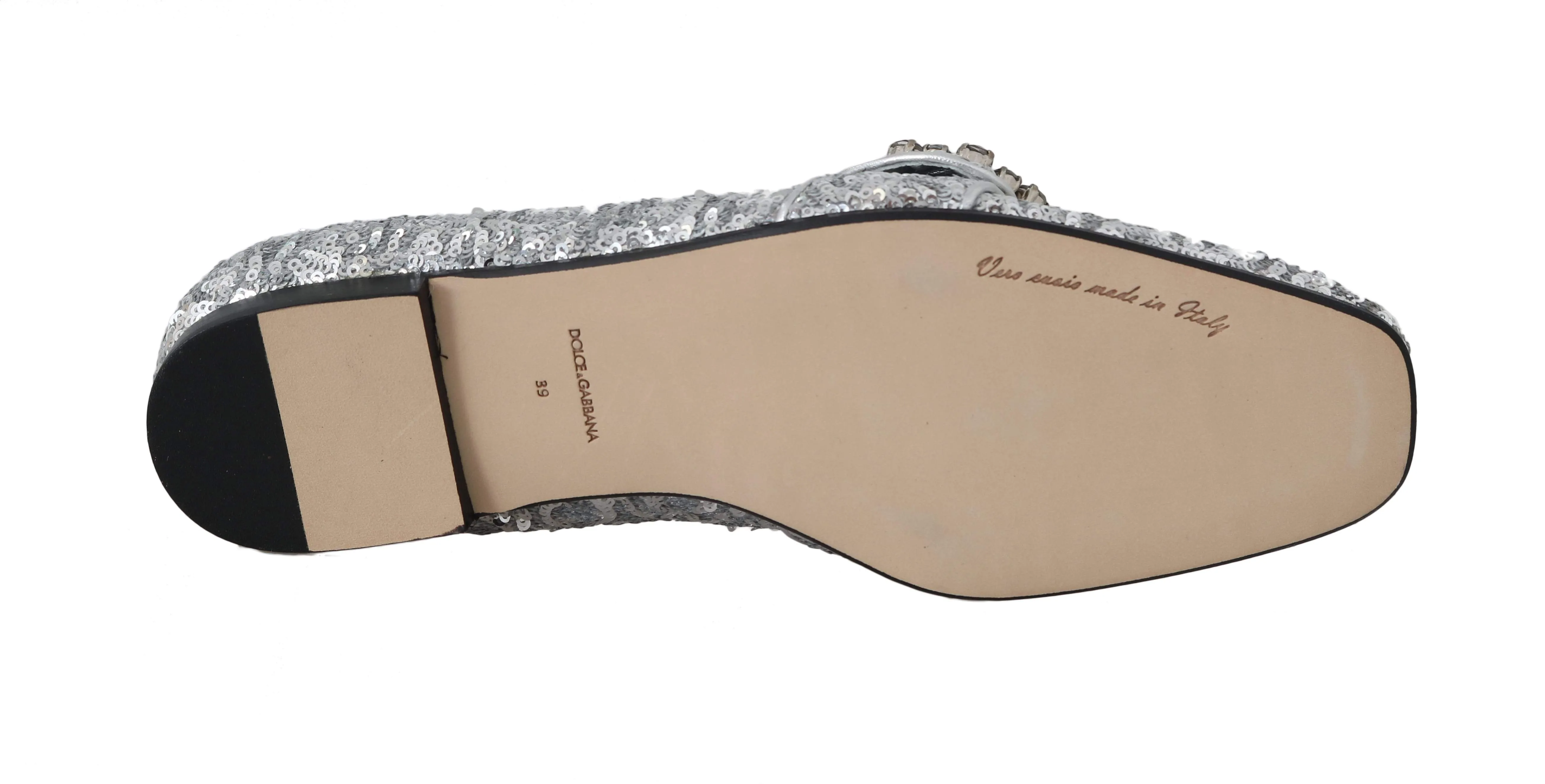 Silver Sequined Leather Crystal Loafer