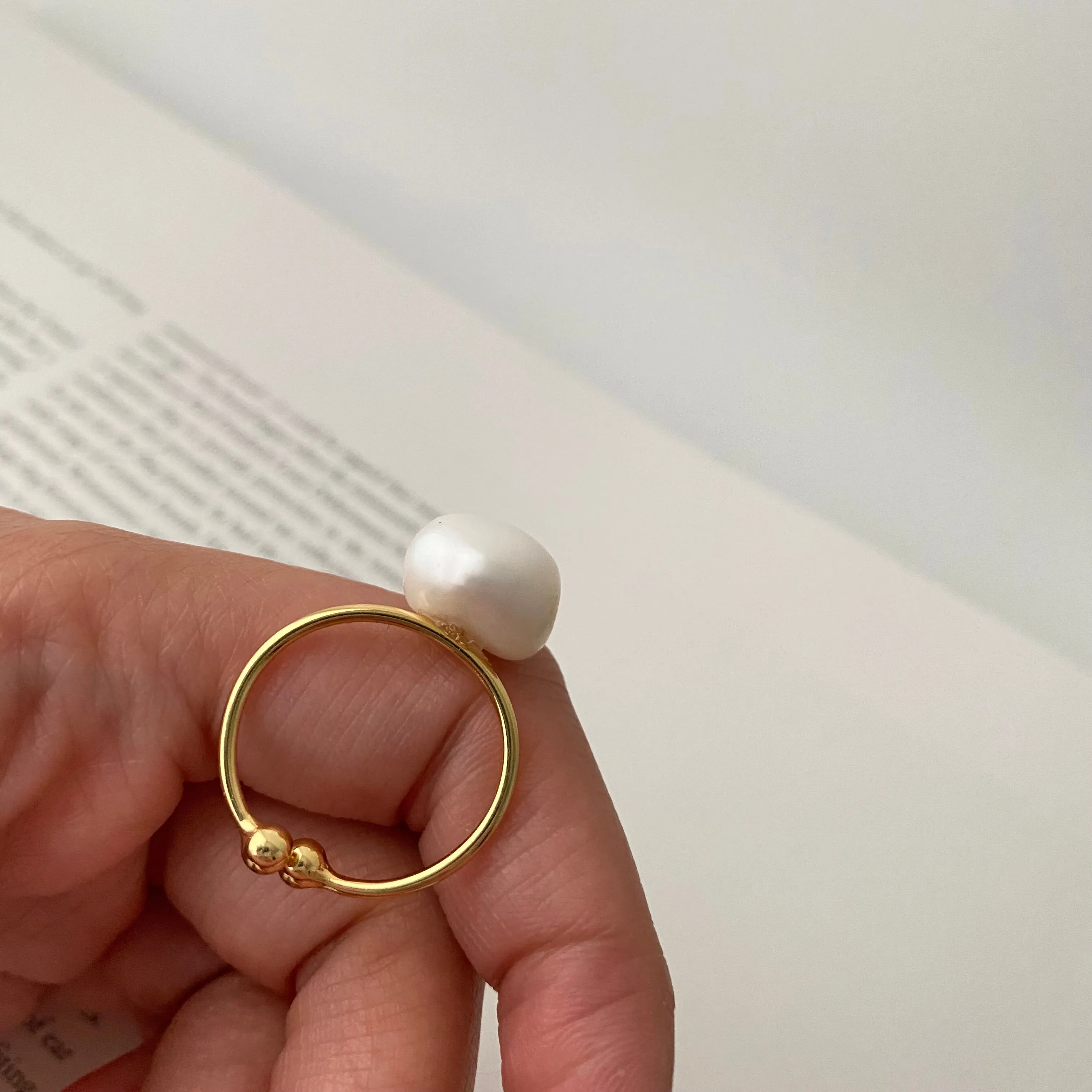 Single Baroque Pearl Open Ring