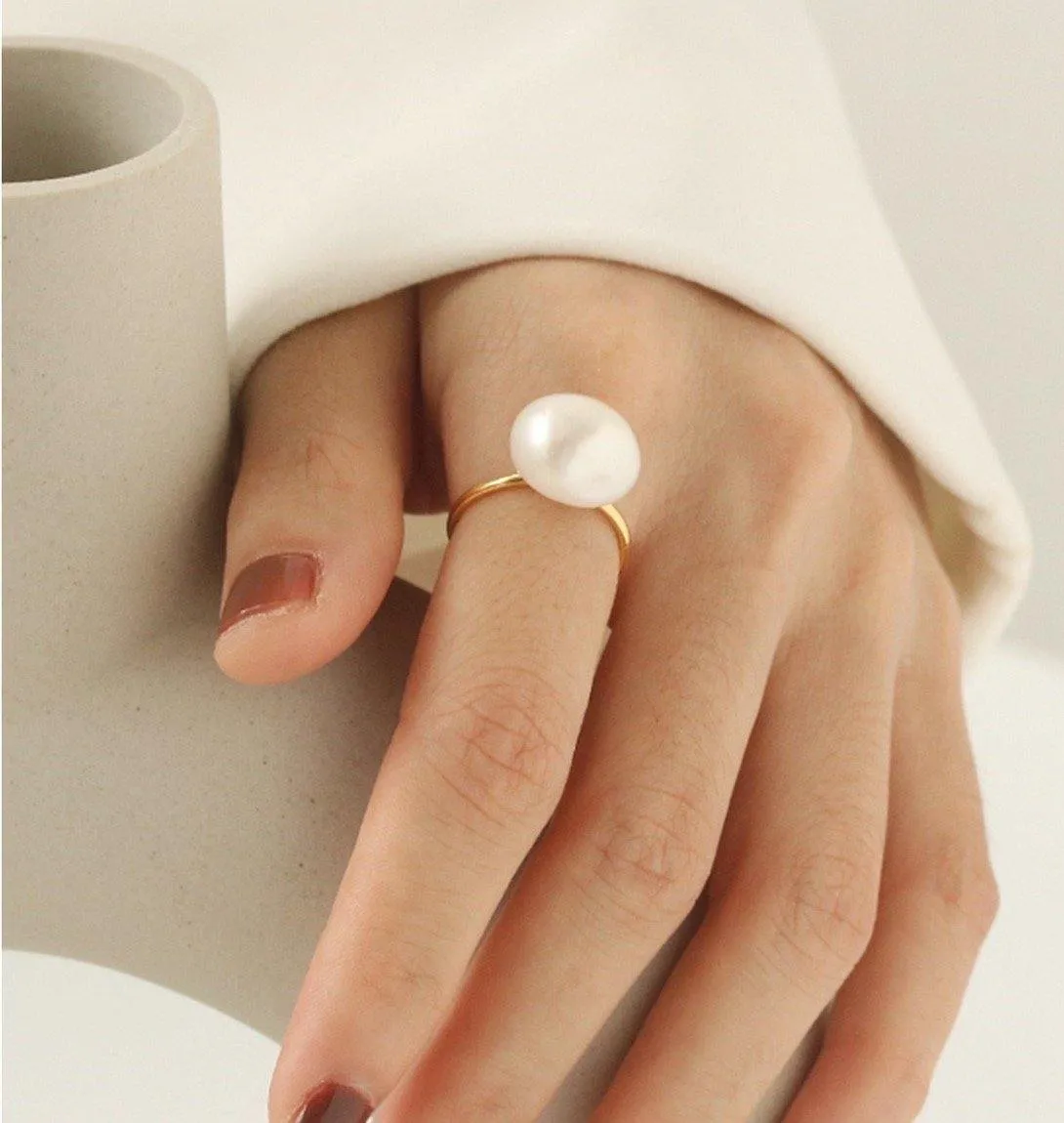 Single Baroque Pearl Open Ring