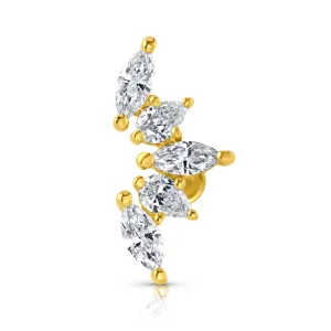 SINGLE MARQUISE DIAMOND FAN FLAT BACK STUD, 14kt Gold