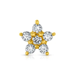 SINGLE MINI DIAMOND FLOWER FLAT BACK STUD, 14kt Gold