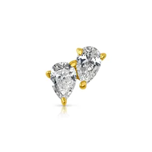SINGLE TWIN DIAMONDS FLAT BACK STUD, 14kt Gold