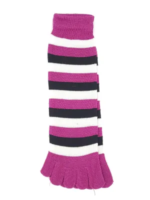 Sleek and Stylish Purple, Black, and White Stripe Toe Socks | ToeHugger