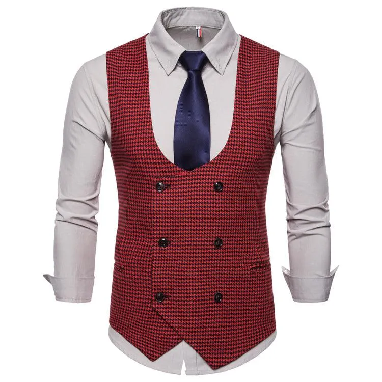 Smart Casual Suit Vest Men Autumn Style U-collar Men's Leisure Waistcoat
