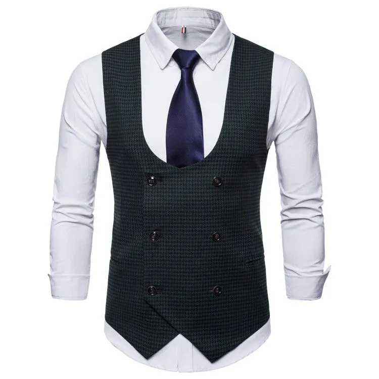 Smart Casual Suit Vest Men Autumn Style U-collar Men's Leisure Waistcoat