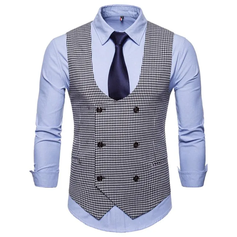 Smart Casual Suit Vest Men Autumn Style U-collar Men's Leisure Waistcoat