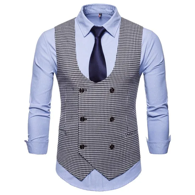 Smart Casual Suit Vest Men Autumn Style U-collar Men's Leisure Waistcoat