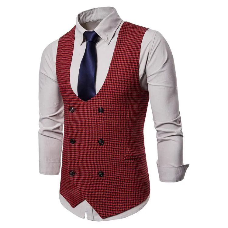 Smart Casual Suit Vest Men Autumn Style U-collar Men's Leisure Waistcoat