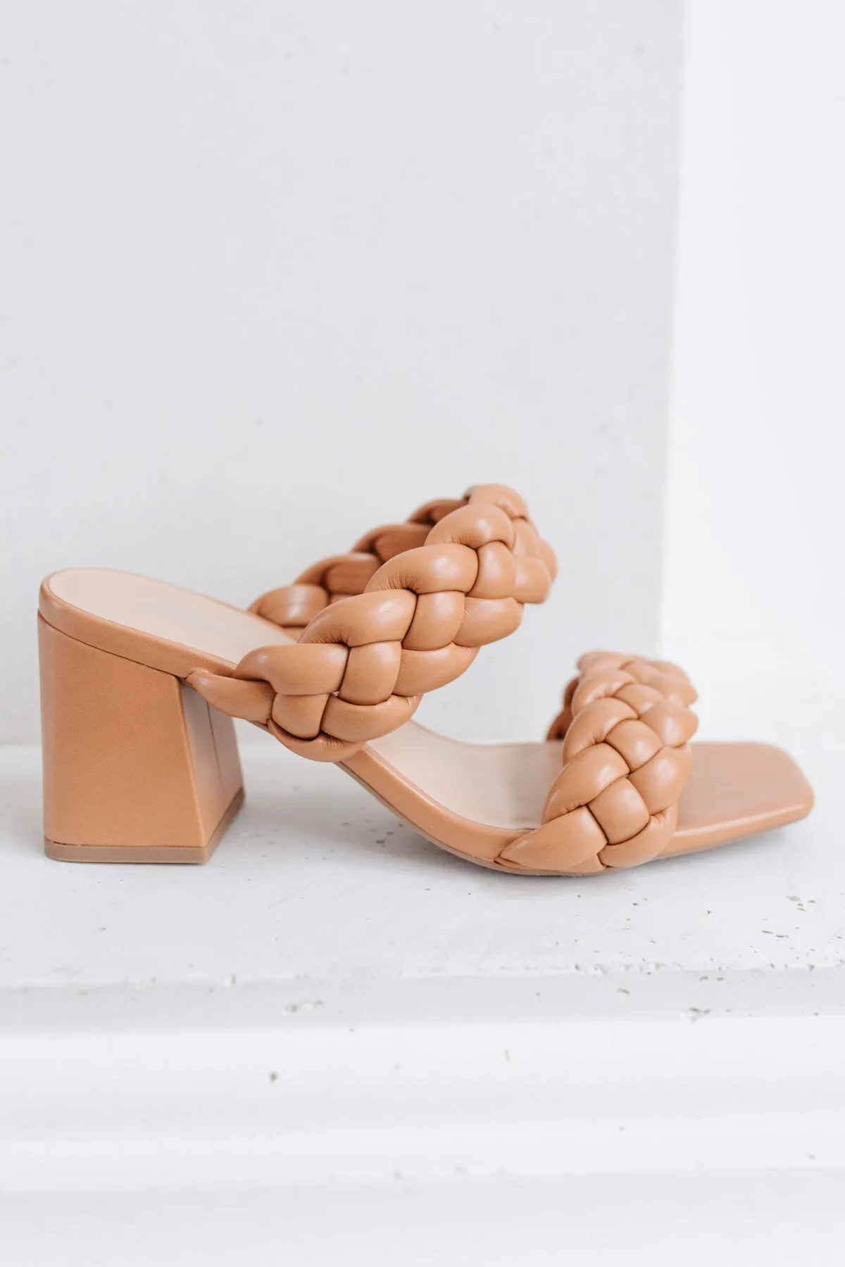 Soda Braided Heels in Tan