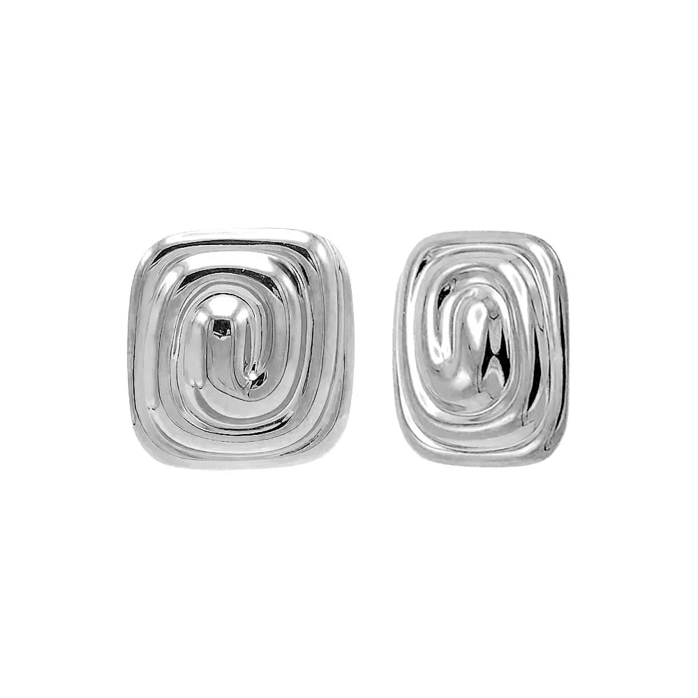 Solid Swirled Square Stud Earring