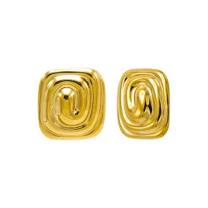 Solid Swirled Square Stud Earring