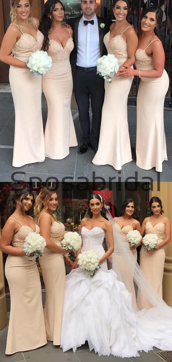Spaghetti Straps Mermaid Long Elegant Bridesmaid Dresses WG836