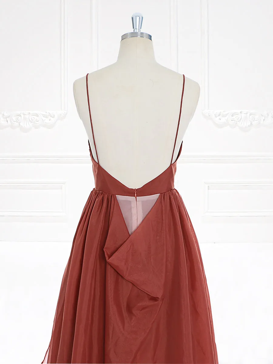 Spaghetti Straps Vintage Long Evening Dress Prom Dress YW230728