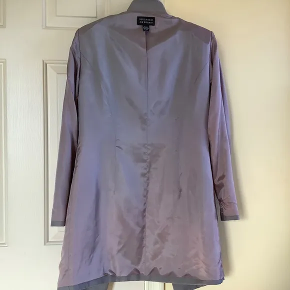 Spenser Jeremy Vintage Silk Long Formal Jacket Light Grey SZ 8