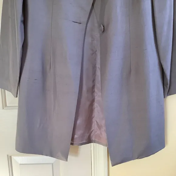 Spenser Jeremy Vintage Silk Long Formal Jacket Light Grey SZ 8