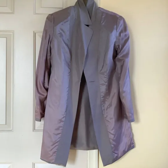 Spenser Jeremy Vintage Silk Long Formal Jacket Light Grey SZ 8