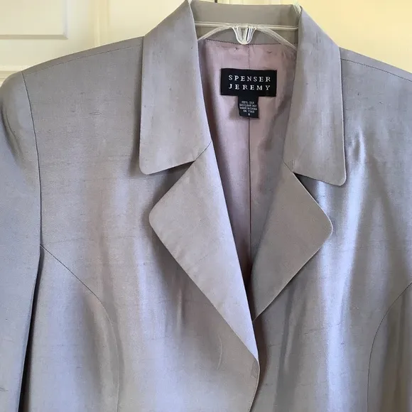 Spenser Jeremy Vintage Silk Long Formal Jacket Light Grey SZ 8