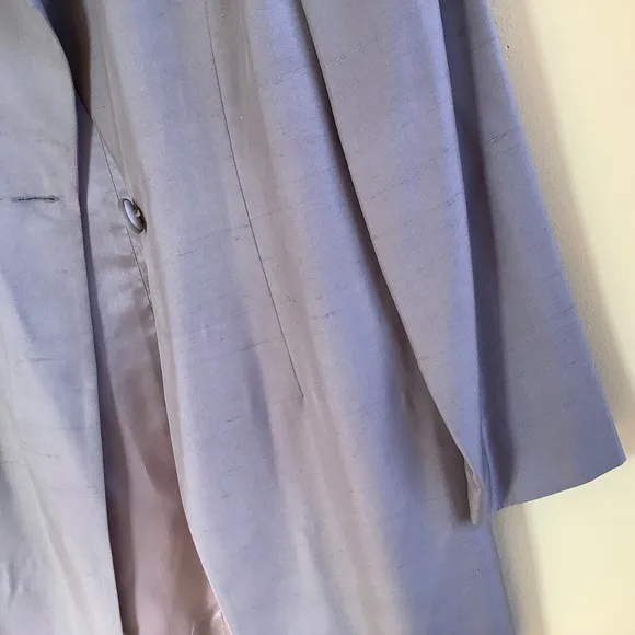 Spenser Jeremy Vintage Silk Long Formal Jacket Light Grey SZ 8