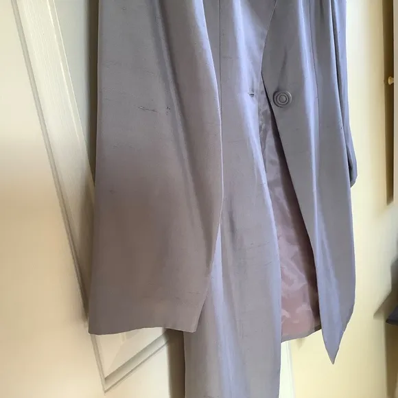 Spenser Jeremy Vintage Silk Long Formal Jacket Light Grey SZ 8
