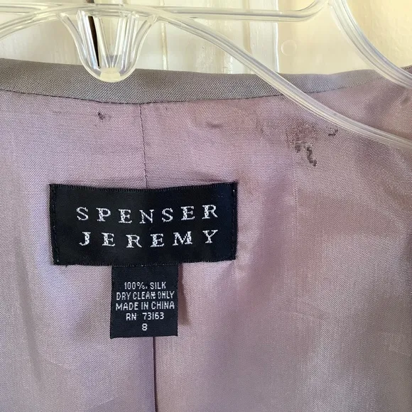 Spenser Jeremy Vintage Silk Long Formal Jacket Light Grey SZ 8