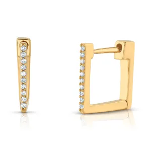 SQUARE DIAMOND HUGGIES, 14kt Gold