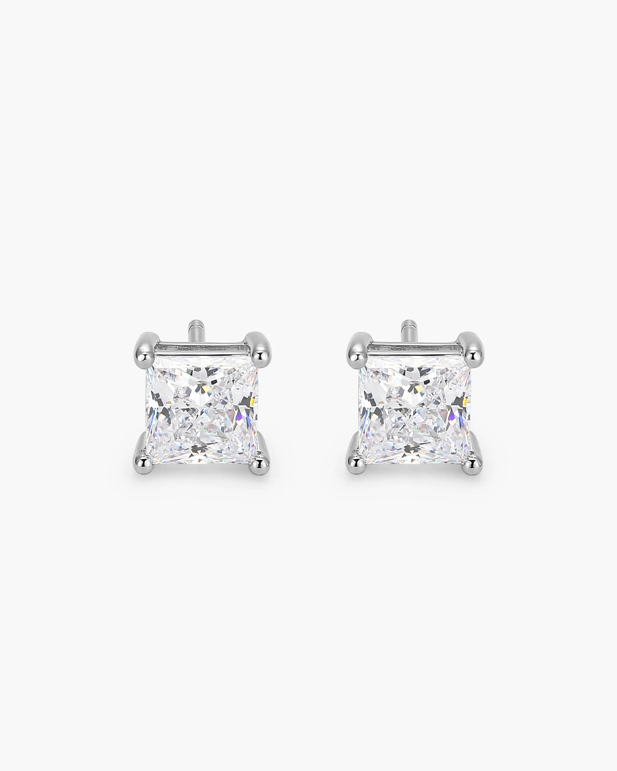 Square Stud Earrings - Silver