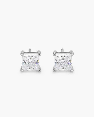 Square Stud Earrings - Silver