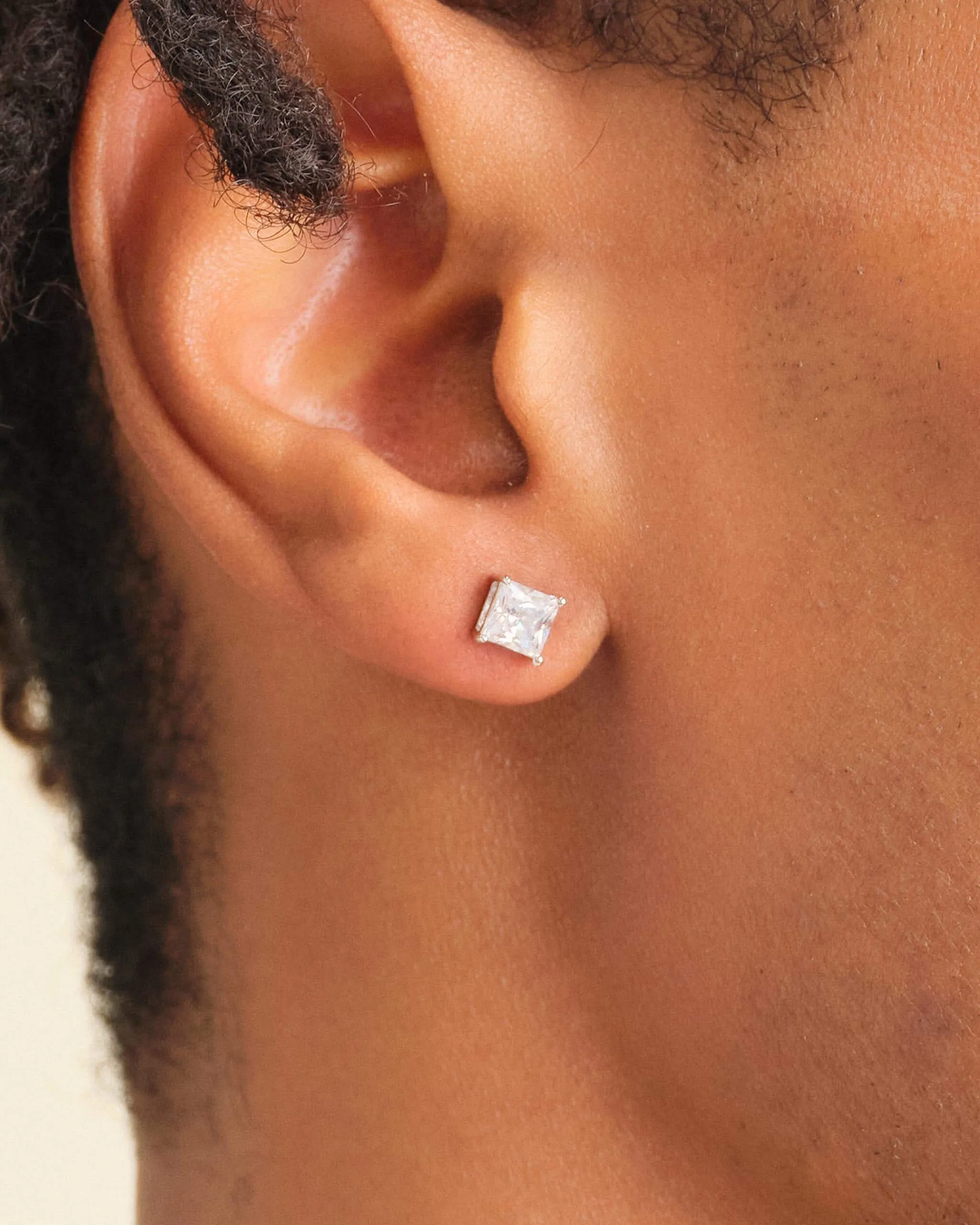 Square Stud Earrings - Silver