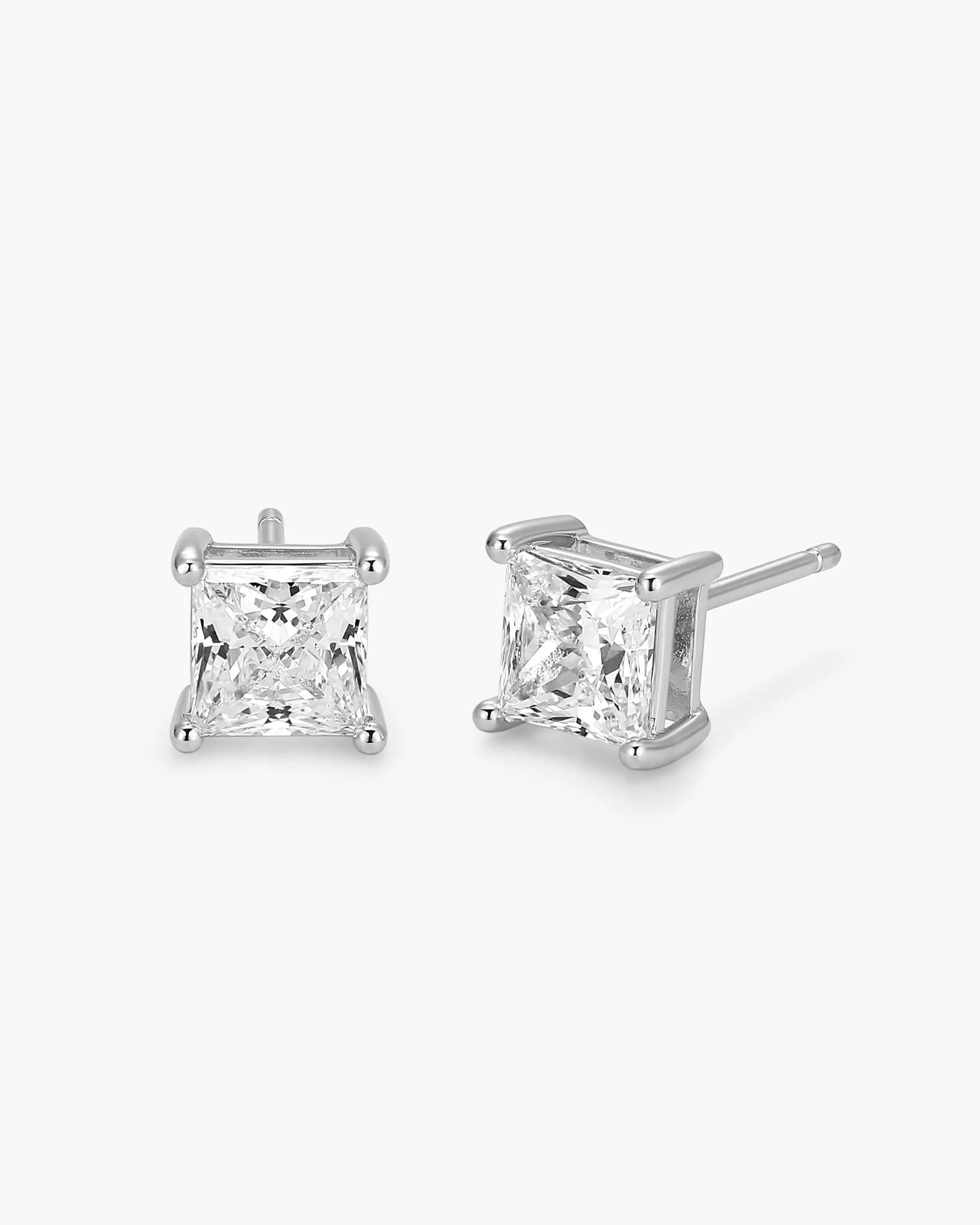 Square Stud Earrings - Silver