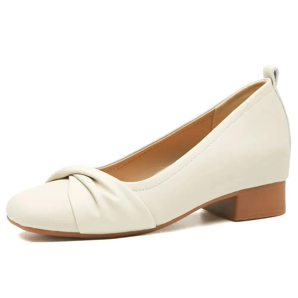 Square Toe Block Heels Slip-Ons