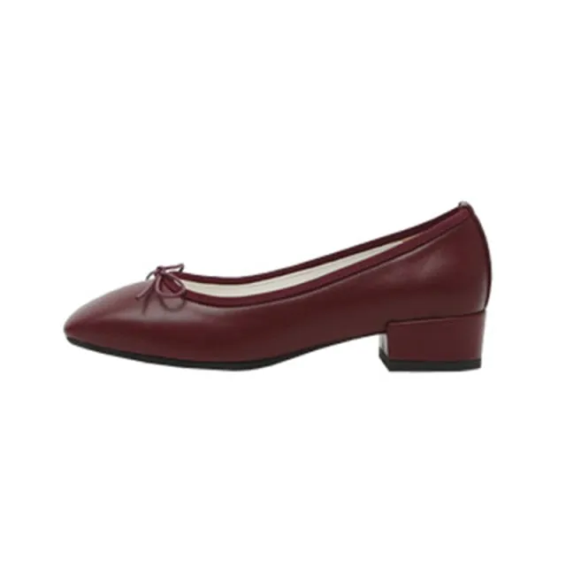 Square Toe Chunky Low Heels Black Work Shoes Women Pumps