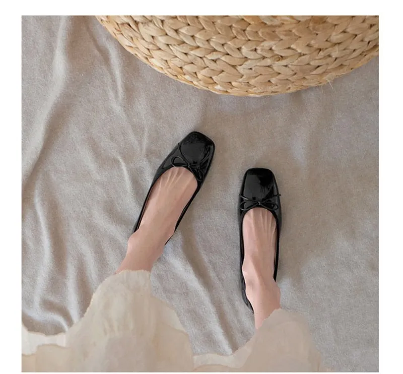 Square Toe Chunky Low Heels Black Work Shoes Women Pumps
