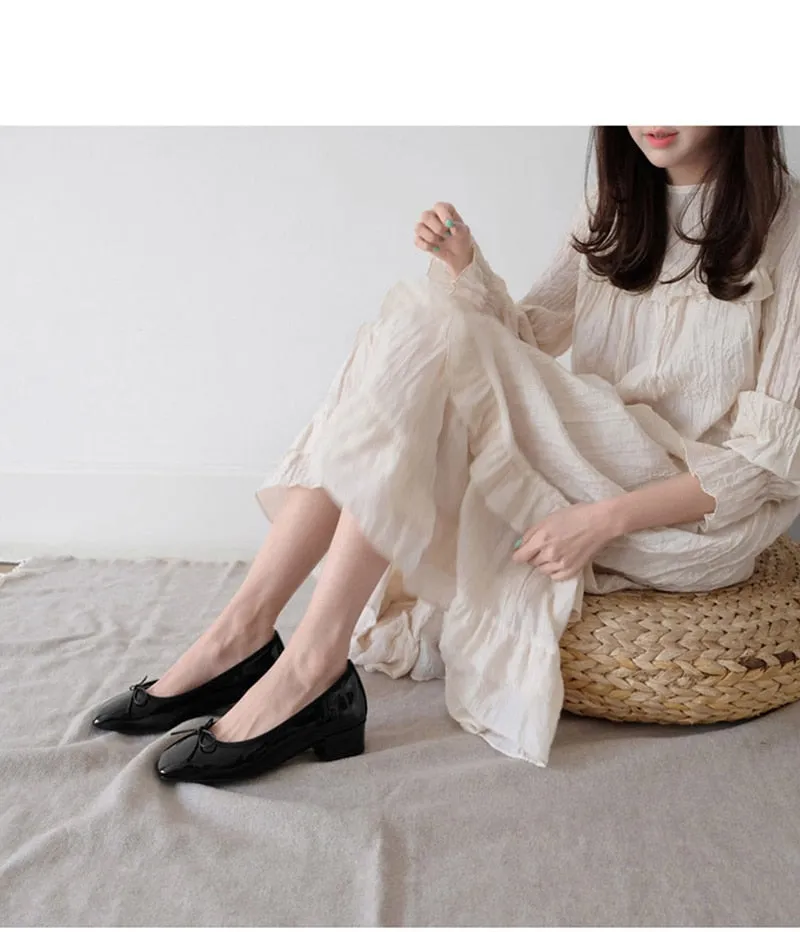 Square Toe Chunky Low Heels Black Work Shoes Women Pumps