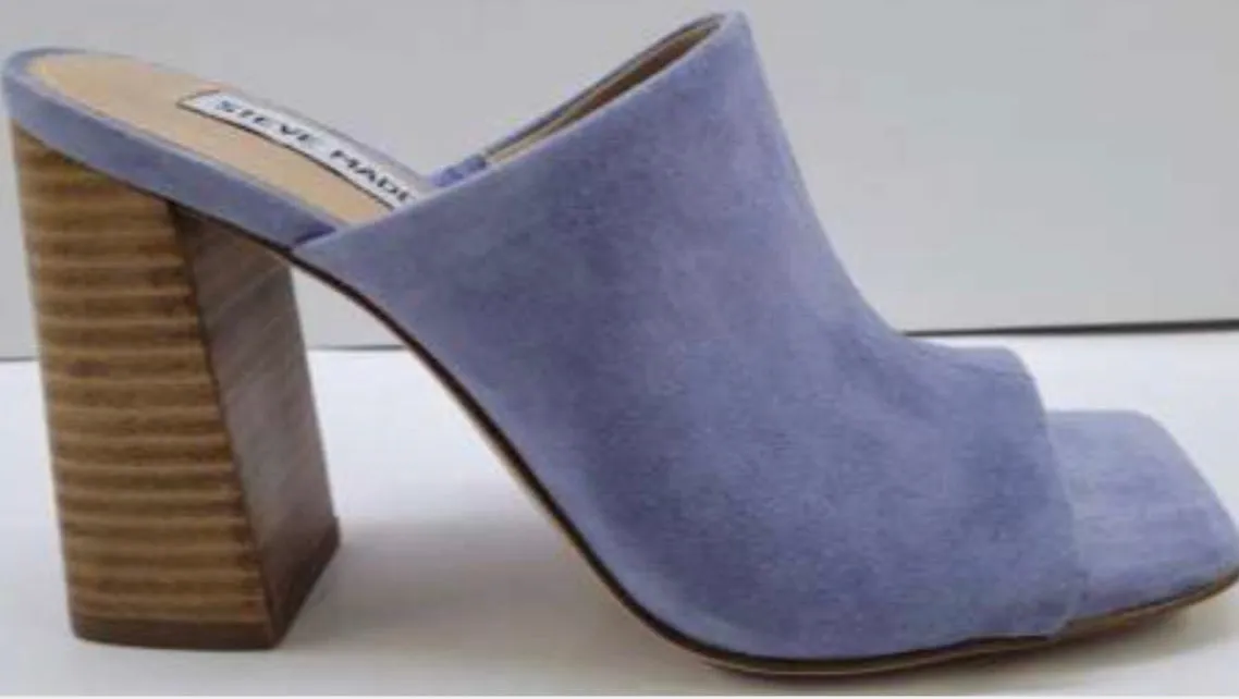 Square Toe Suede Stacked Wooden Heel Sandal