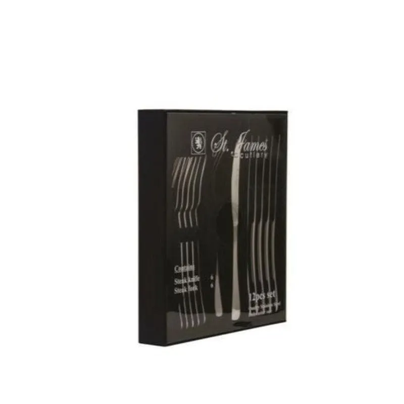 St James Oxford Cutlery - 12 Piece Steak Knives & Forks Gift Box