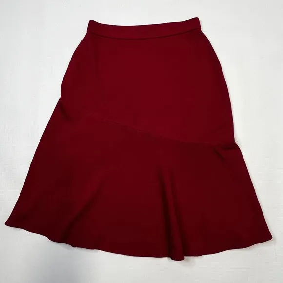 St. John Eve Collection Womens Red Skirt Ruffled Bottom Sz US 4 Santana Knit