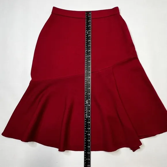 St. John Eve Collection Womens Red Skirt Ruffled Bottom Sz US 4 Santana Knit