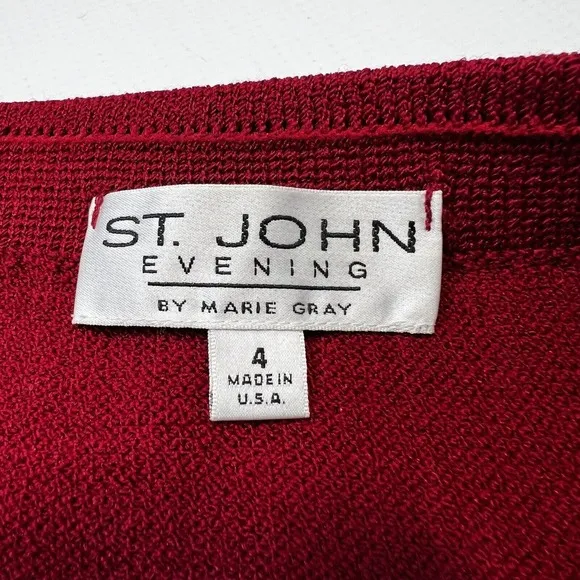 St. John Eve Collection Womens Red Skirt Ruffled Bottom Sz US 4 Santana Knit