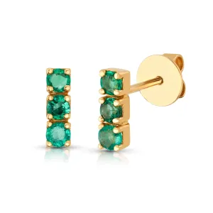 STACKED EMERALD STUDS, 14kt Gold