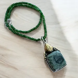 Star Galaxy Jasper Solid 925 Sterling Silver Pendant Necklace
